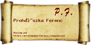 Prohászka Ferenc névjegykártya