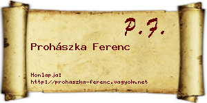 Prohászka Ferenc névjegykártya