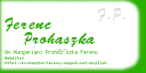 ferenc prohaszka business card